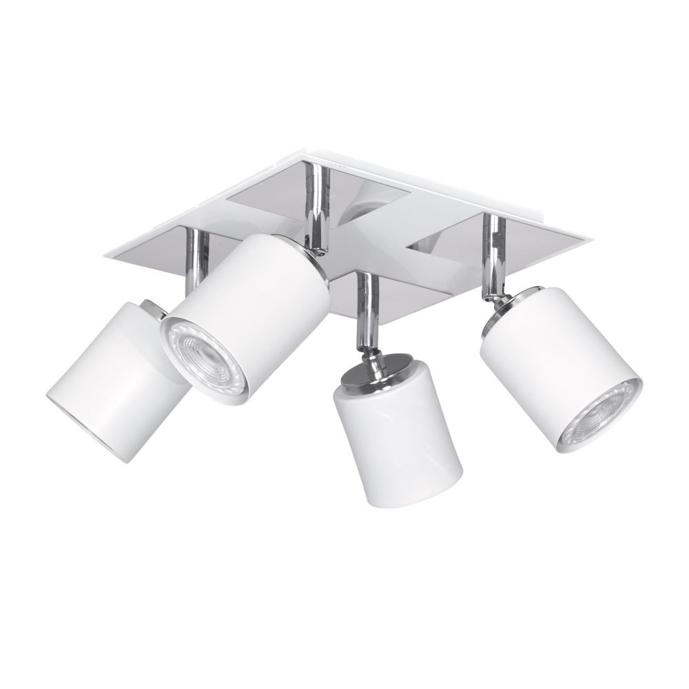 PLAFON BLANCO+CROMO 4 LUCES GU10 20X20CM